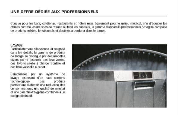 Catalogue Smeg Gamme Profesionnels